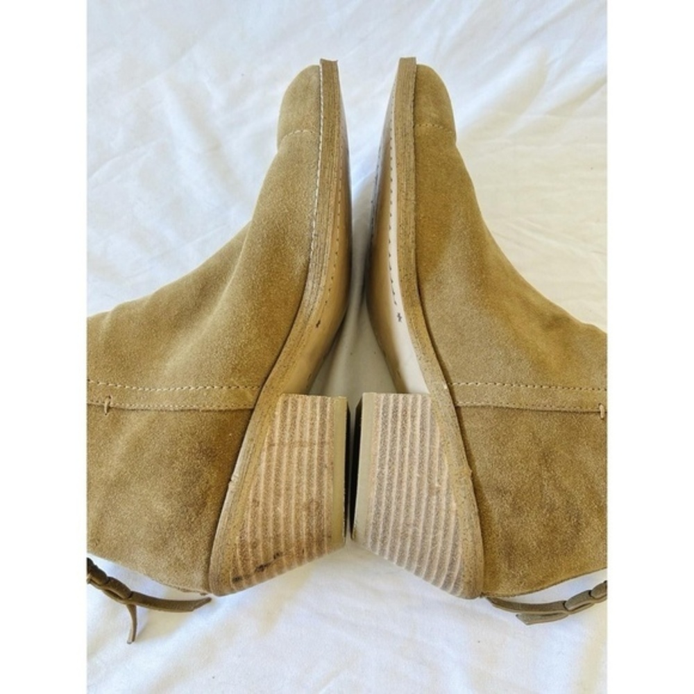 Splendid Suede Ankle Boots Womens Tan Suede Rear Zip Block Heel 9 - Picture 6 of 11